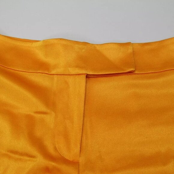 NEW ALICE & OLIVIA Women's Mara Shorts Orange Satin Crossover Waistband Size 14 - Picture 5 of 9
